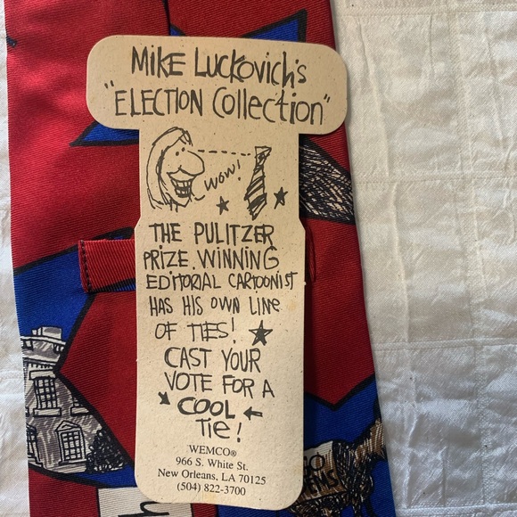 Tie Mike Luckovich’ Election Collection Democrat Clinton Red Blue 4” - Picture 2 of 7
